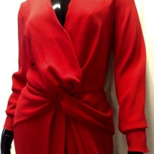 RED LONG OPEN LEG DRESS